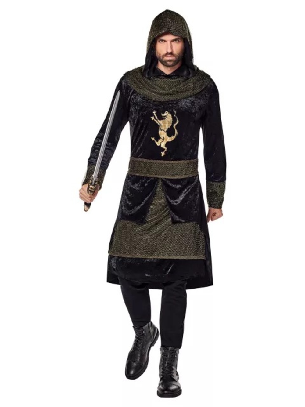 Spirit Medieval Knight Hooded Costume Adult Small Halloween Crusader
